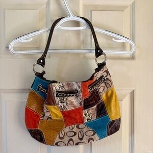 Leather and suede boho hobo bag
